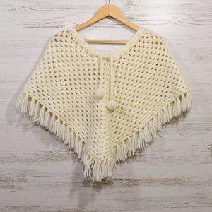 Handmade White Crocheted Shawl XS/S